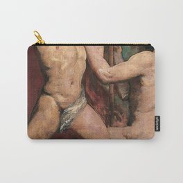 Two Male Mudes, One kneeling with staff by William Etty Carry-All Pouch
