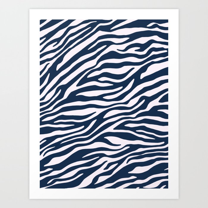 Navy Blue Zebra Animal Print Art Print