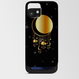 Golden night sky and moon dreamcatcher in gold iPhone Card Case