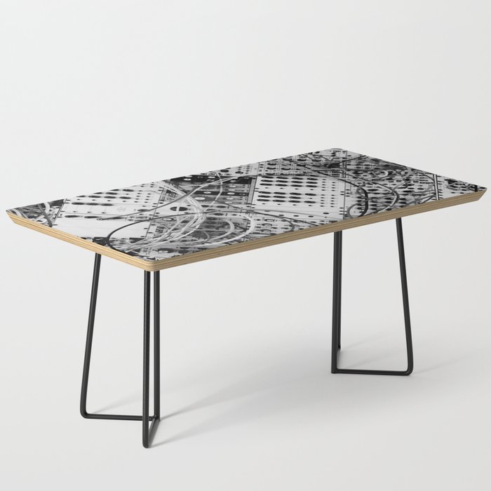 analog synthesizer  - diagonal black and white illustration Coffee Table