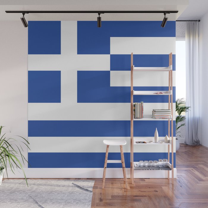 Greece Flag Print Greek Country Pride Patriotic Pattern Wall Mural