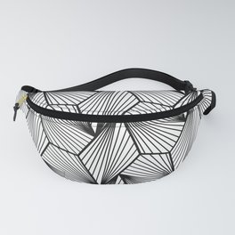 Industrial Urban Metallic Brushed Silver Gray Line Pattern Fanny Pack