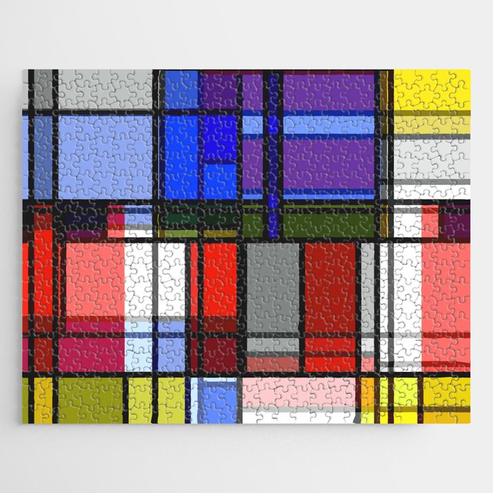 Manic Mondrian Style Retro Color Composition Jigsaw Puzzle