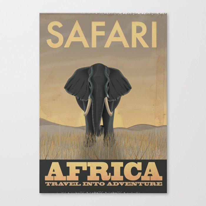 Africa Safari vintage travel poster Canvas Print
