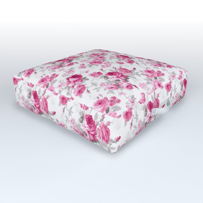 Blush Symphony: Vintage Pink Roses in Watercolor Artistry Outdoor Floor Cushion