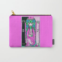 2. The High Priestess- Neon Dreams Tarot Carry-All Pouch | Pink, Psychedelic, Hotpink, Trippy, Tarotcards, Digital, Witchcraft, Divination, Tarot, Rainbow 