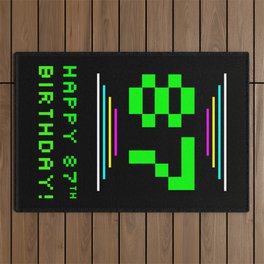 [ Thumbnail: 87th Birthday - Nerdy Geeky Pixelated 8-Bit Computing Graphics Inspired Look Outdoor Rug ]