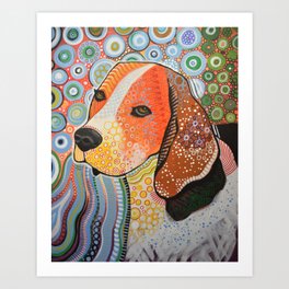 Rocky ... Abstract pet dog portrait art, Beagle Art Print