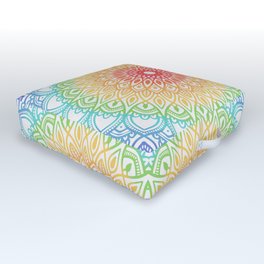Rainbow Colored Mandala Outdoor Floor Cushion