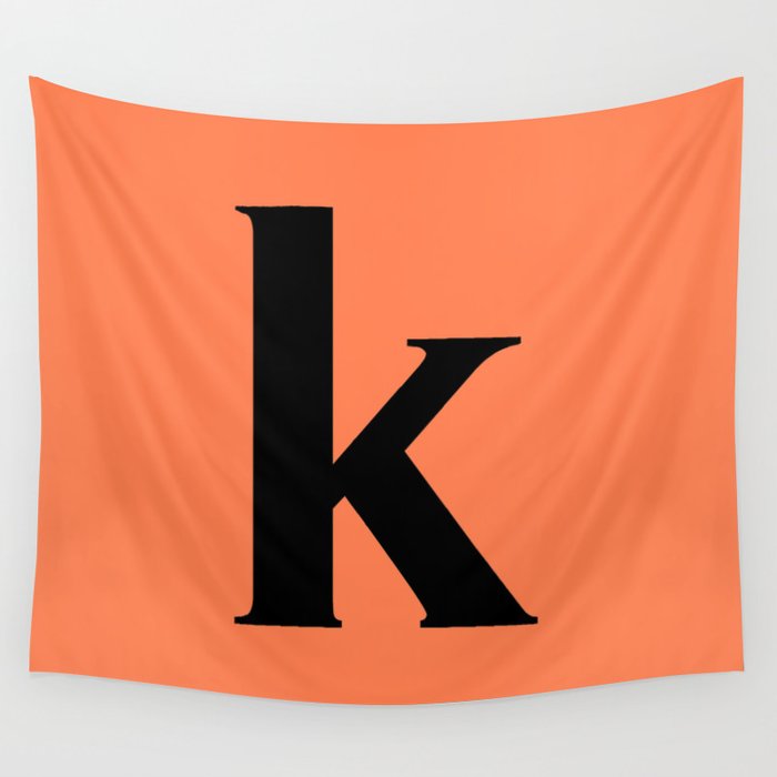 k (BLACK & CORAL LETTERS) Wall Tapestry