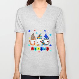 Be Kind Autism Awareness Messy Bun Puzzle Proud Autism Mom V Neck T Shirt