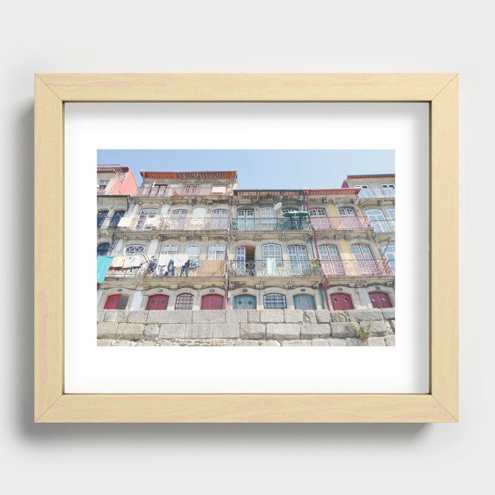 Portuguese Architecture | Old Building in Ribeira Porto | Digital Travel Photography in Portugal Recessed Framed Print