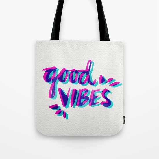 Good Vibes – Magenta & Cyan Tote Bag