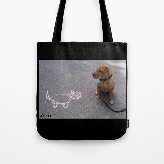 "Cat Skeptical" from the photo series"My dog, PLaY-DoH" Tote Bag