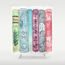 Book Lover Watercolor Books Shower Curtain