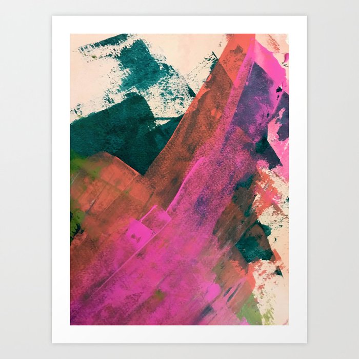 Expand 2 A Colorful Minimal Abstract Piece In Pinks Green And Blue Art Print
