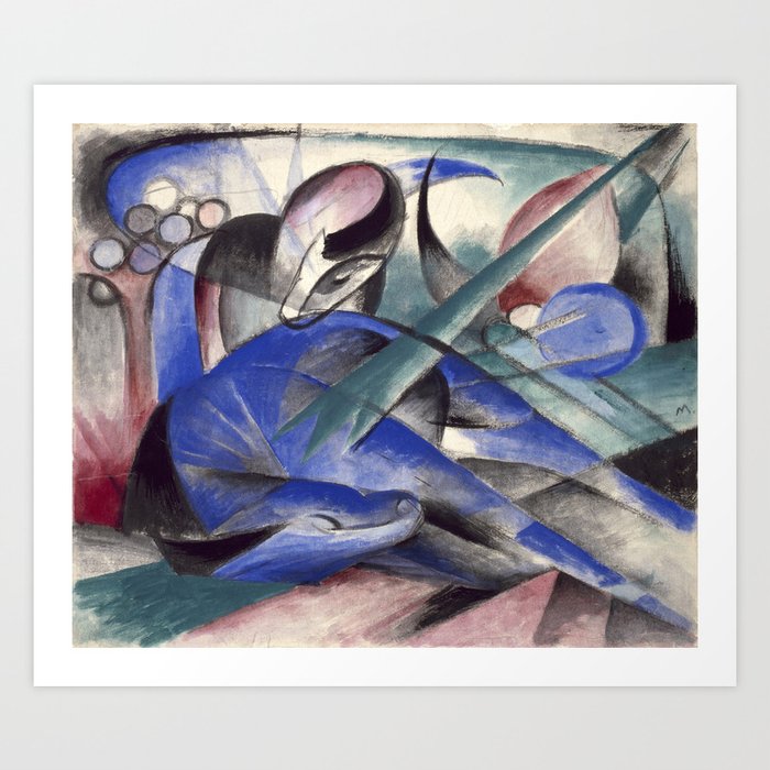 "The Dreaming Horses" by Franz Marc, 1913 Art Print