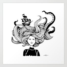 " Sea Battle" Hair Art Print