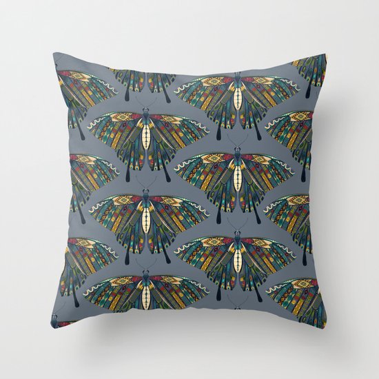 swallowtail butterfly indigo Throw Pillow
