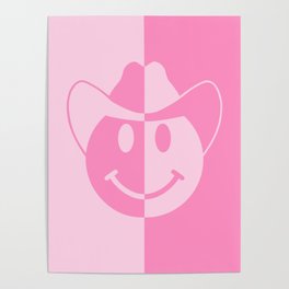Smiley Cowboy - Pink Poster