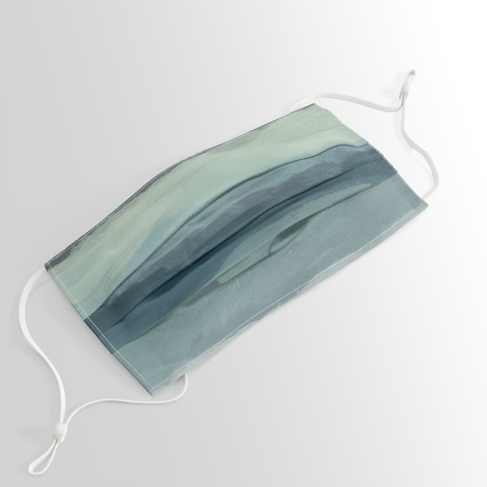 Sea Levels - Seafoam Green Mint Navy Blue Abstract Ocean Art Painting Face Mask