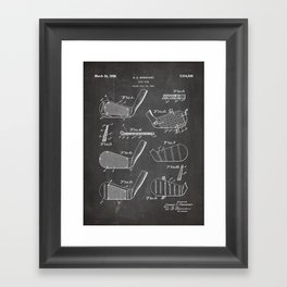 Golf Clubs Patent - Golfing Art - Black Chalkboard Framed Art Print