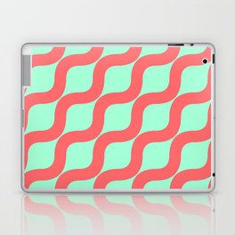 Midcentury Colorful  Geometric Curved lines pattern - Magic Mint and Red Laptop Skin