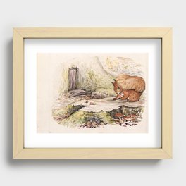Little Squirrel outside his home Recessed Framed Print