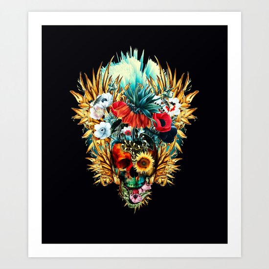 Floral Skull Vivid Art Print