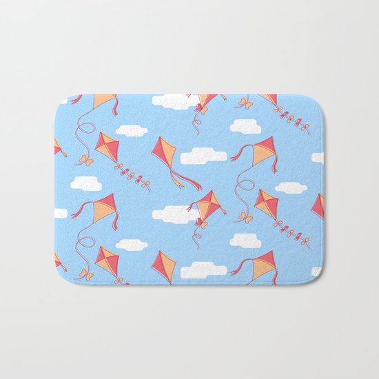 kites and clouds Bath Mat