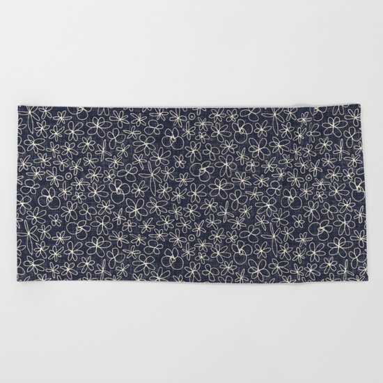 garland flowers cobalt Beach Towel