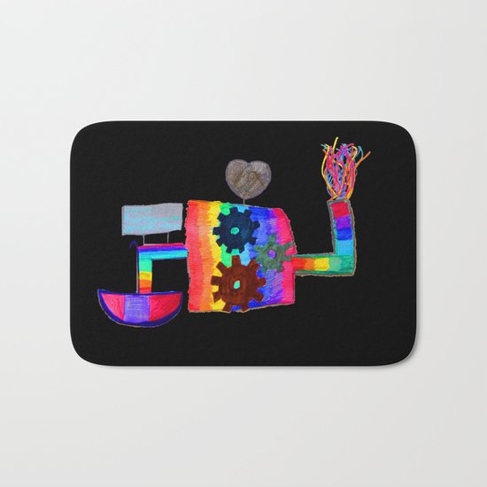 Colored fireworks machinery | Kids Painting by Elisavet Bath Mat