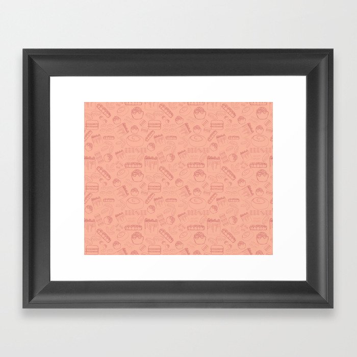 Bakery Goodness Pattern - Peach Framed Art Print