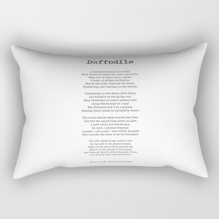 Daffodils - William Wordsworth Poem - Literature - Typewriter Print 2 Rectangular Pillow