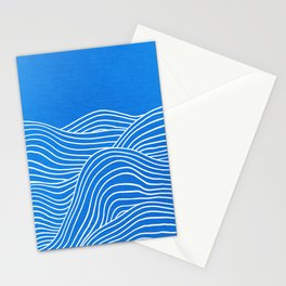 French Blue Ocean Waves Stationery Card