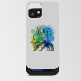 Yoga and meditation watercolor quotes in cool scheme- Yoga is the fountain of youth iPhone Card Case