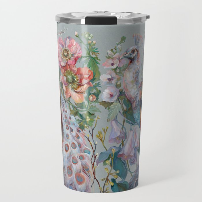 Floral Peacock Garden Travel Mug