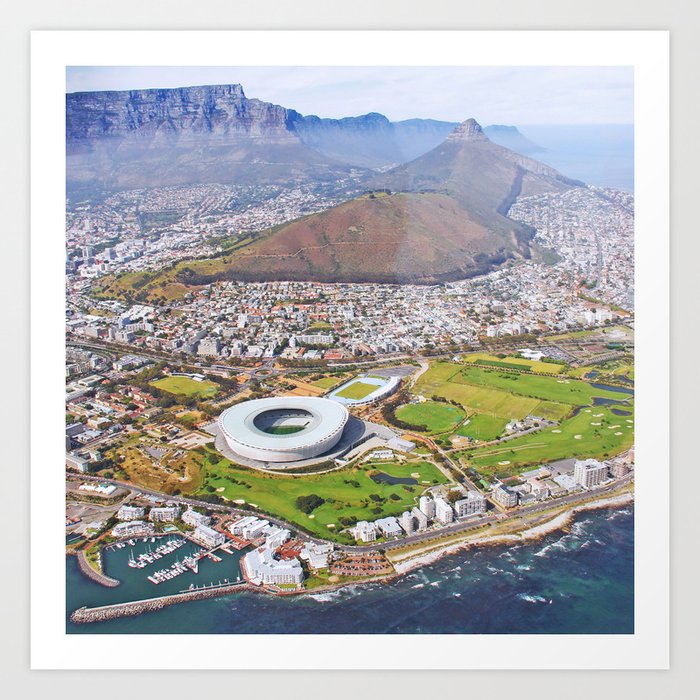 South Africa Photography - Cape Town Seen From Above The Ocean Art Print