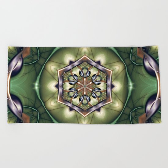 Mystery Mandala in Green Beach Towel