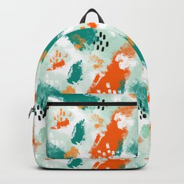 Grunge Brush Strokes in Orange + Teal Backpack