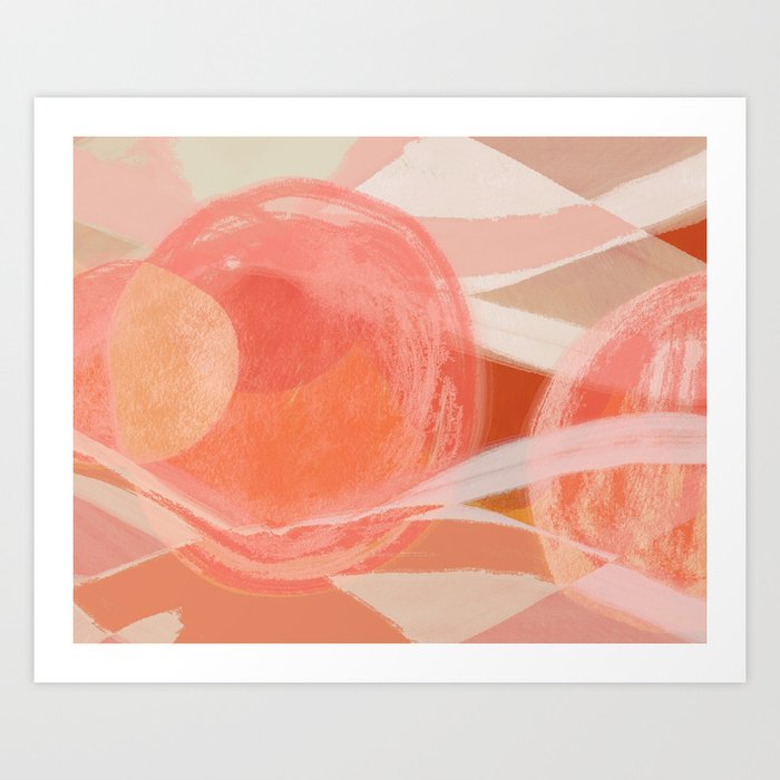 Shapes And Layers No 22 Pink Coral Peach Orange Abstract