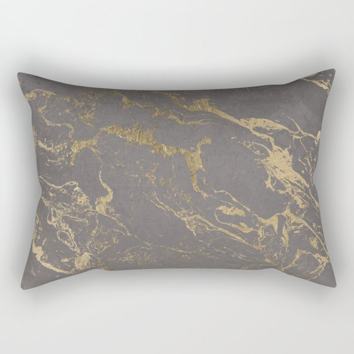 Modern Grey cement concrete gold marble pattern Rectangular Pillow