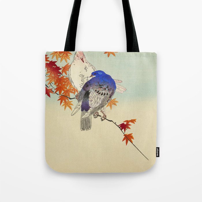 Two pigeons on autumn branch (1900 - 1936) Tote Bag
