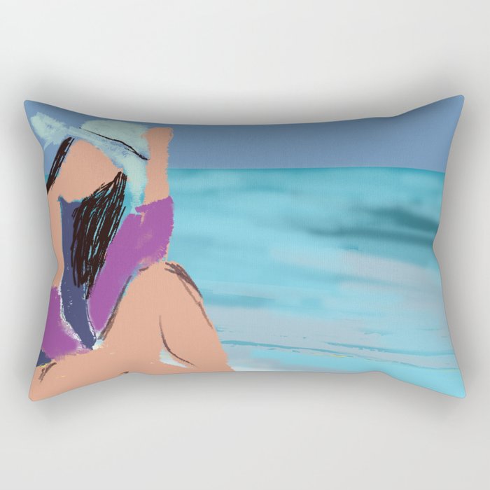 Woman on the Beach  Rectangular Pillow