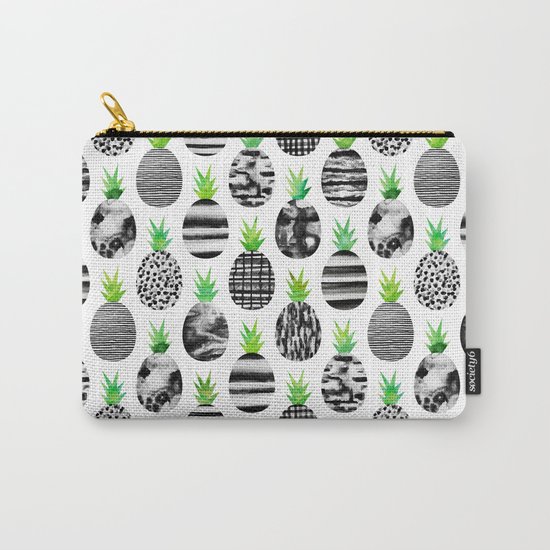 Black & White Pineapples Carry-All Pouch
