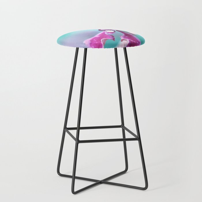 Orchid In Purple And Turquoise Blue  Bar Stool