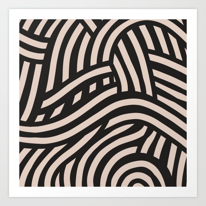 Morphine #15 ストライプパターン Black tribal stripe pattern var 7 Art Print by Little Dean