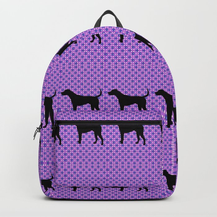 Black Lab in Purple Pattern Backpack