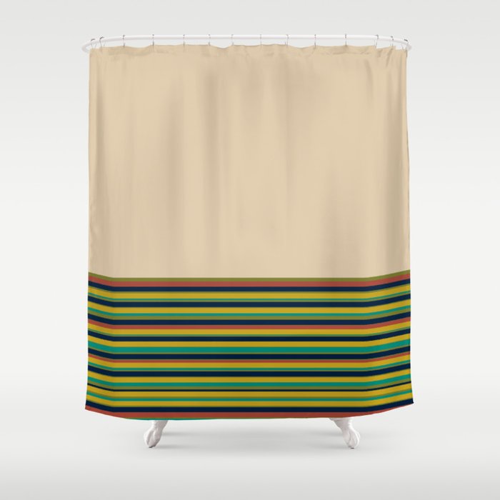 Beige Shower Curtain By Kierkegaard, Beige Blue Green Shower Curtain