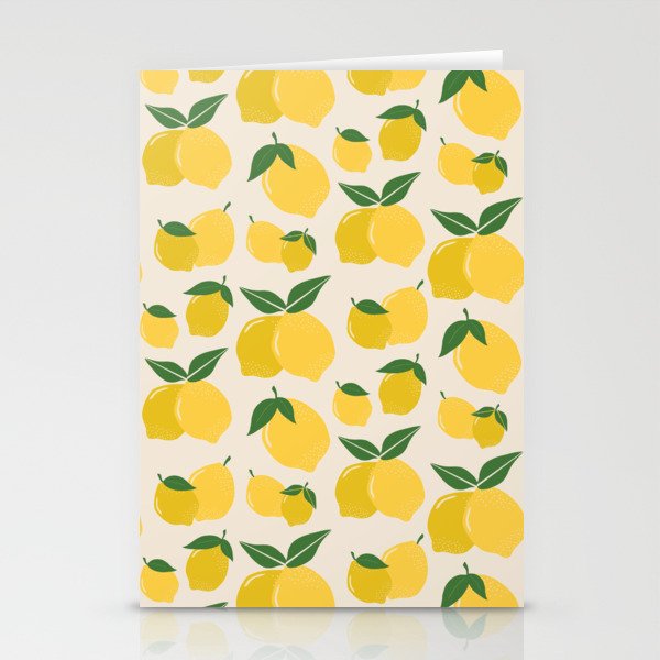 Les Citrons | 01 - Retro Lemon Print Abstract Lemons Stationery Cards